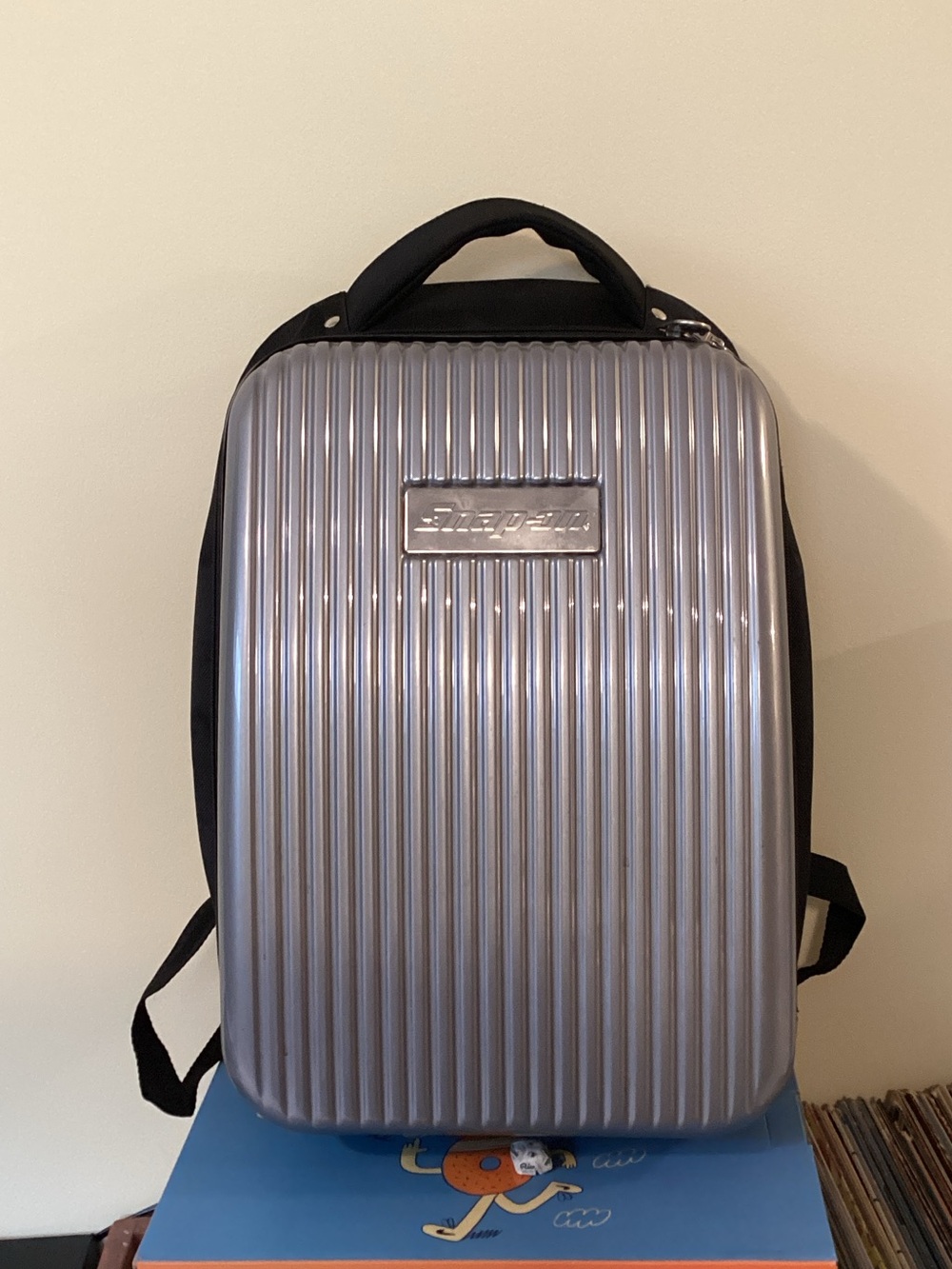 Snap-On Silver Hard-Shell Ribbed laptop Backpack for Men